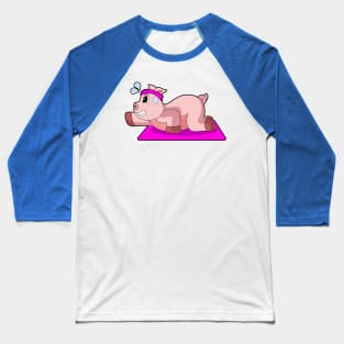 Pig Yoga Gymnastics Baseball T-Shirt